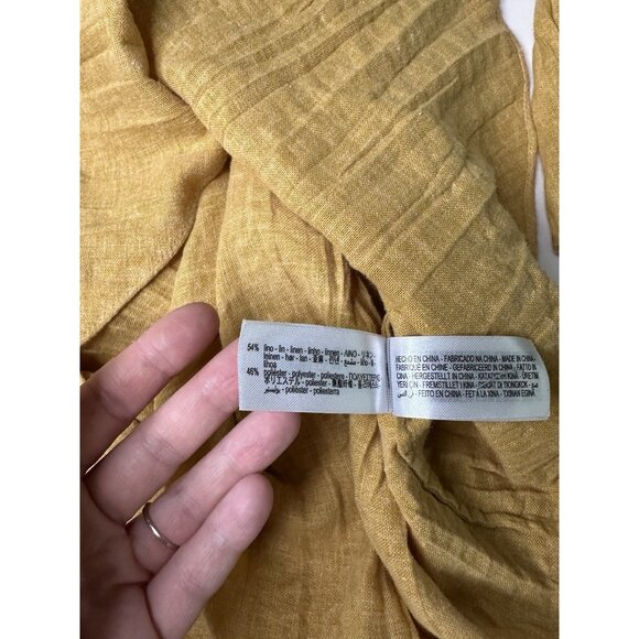 ZARA PLEATED LINEN BLEND TUNIC DRESS ZW COLLECTION Boho Mustard Yellow XS - Picture 5 of 10